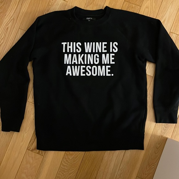 Brunette “This Wine Is Making Me Awesome” black Crew Neck Sweatshirt - Picture 1 of 3